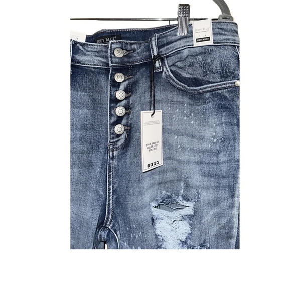 Judy Blue Bleach Destroyed Splash High Waist Jeans Skinny Fit Size 15/32 - Picture 10 of 10